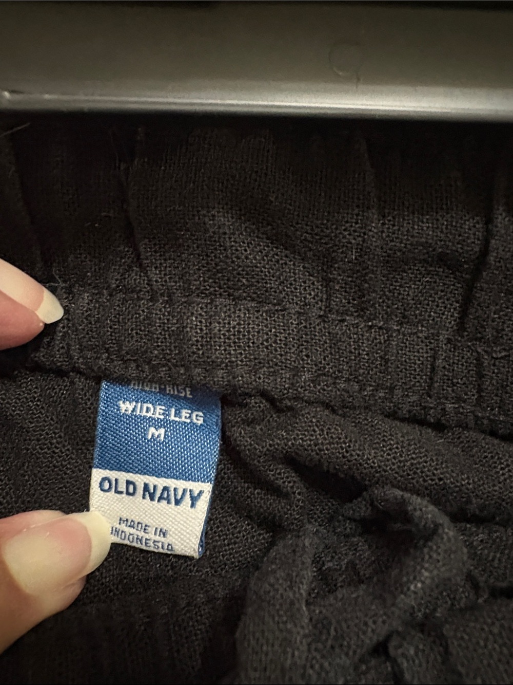Old Navy Linen Black Wide-Leg Drawstring Pants